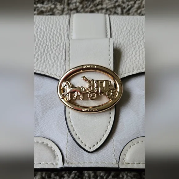 Coach Georgie Shoulder Bag Signature White Cream Light Pink - Picture 2 of 10